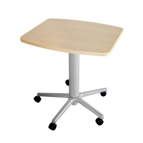 Beistelltisch mit Fußkreuz und Gasfeder, HV 72-110 cm gestaltete Tischplatte in verschiedenen geometrischen Formen