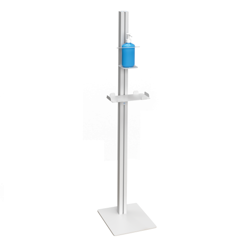 Desinfektionsspender mit Säule und Halterung für Desinfektionsflaschen