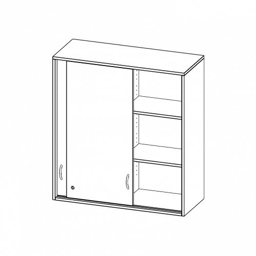 Aufsatz mit Schiebetüren, 3 Ordnerhöhen - Serie evo180
