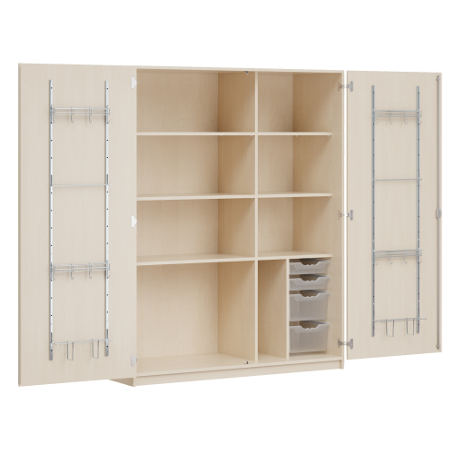 Dreitüriger Musikschrank MOFF 2, mit 4 ErgoTray-Boxen, 4 Einlegeböden