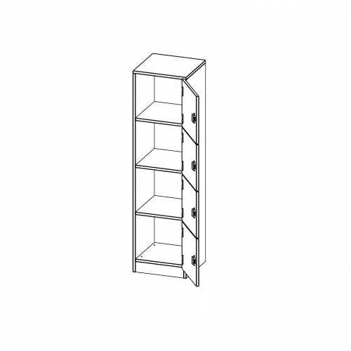 Schließfachschrank, 4 Ordnerhöhen - Serie evo180 Breite 40,5 cm, Gesamthöhe 154 cm, 4 Schließfächer, mit Sockel (81 mm)