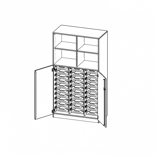 ErgoTray Kombi-Schrank, dreireihig, 5 Ordnerhöhen - evo180 Serie