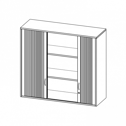 Aufsatzschrank mit Rollo, 3 Ordnerhöhen - Serie evo180