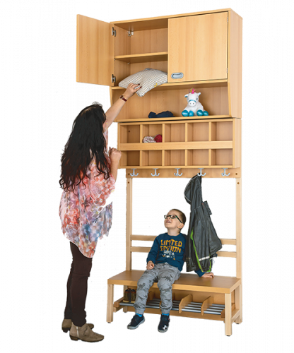 Hängeschrank über Garderobenablage 2türiger Schrank aus feuerhemmendem Material, darunter offenes Fach, H/T: 80x40 cm