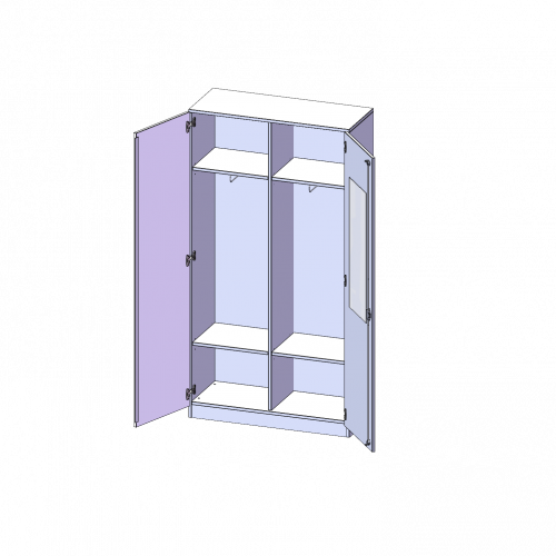Garderobenschrank mit Spiegel und Garderobenstange, 5 Ordnerhöhen - Serie evo180 Gesamthöhe 190 cm, 2 Türen, abschließbar, mit Mittelwand, beide Seiten Garderobe, mit Sockel (81 mm)