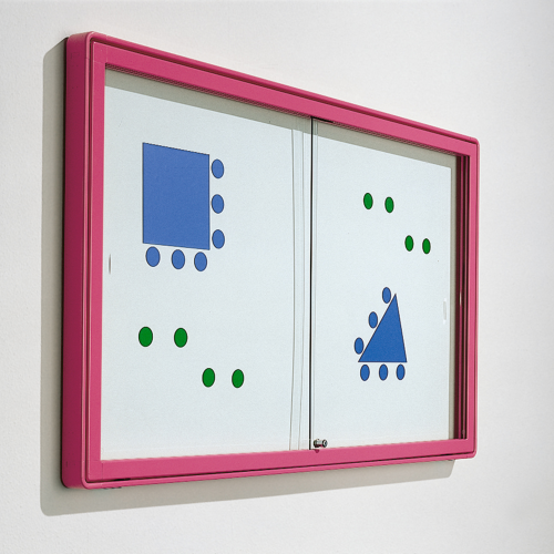 Informationsvitrine W1 mit weißer Whiteboardrückwand Maße wählbar