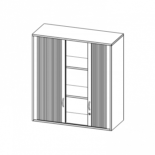 Aufsatzschrank mit Rollo, 3 Ordnerhöhen - Serie evo180 Breite 100 cm, Gesamthöhe 108 cm, Querrolladen, abschließbar