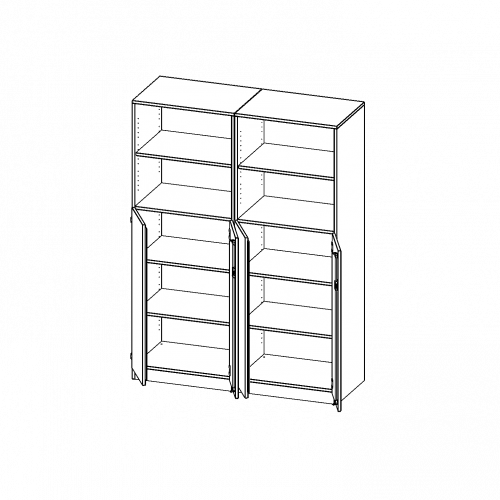 ErgoTray Kombi-Schrank, vierreihig, zweiteilig, 5 Ordnerhöhen - evo180 Serie