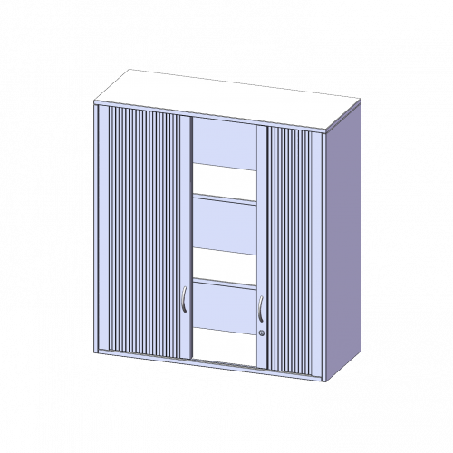 Aufsatzschrank mit Rollo, 3 Ordnerhöhen - Serie evo180 Breite 100 cm, Gesamthöhe 108 cm, Querrolladen, abschließbar