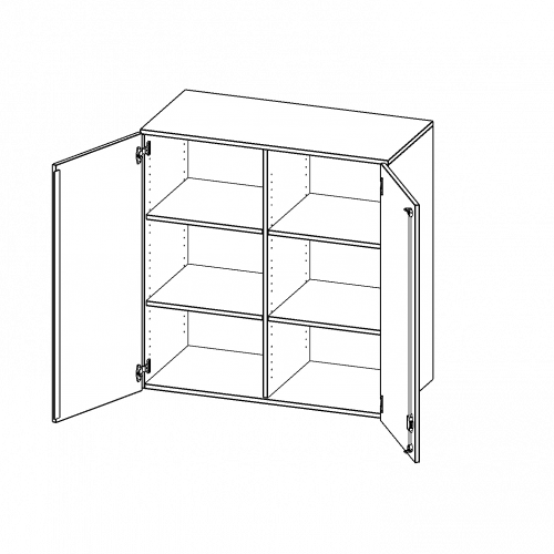Aufsatzschrank für ErgoTray Serie, 3 Ordnerhöhe - Serie evo180 Gesamthöhe 108 cm, Breite 138,7 cm, zwei Türen, mit Mittelwand