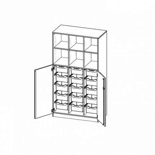 ErgoTray Kombi-Schrank, dreireihig, 5 Ordnerhöhen - evo180 Serie