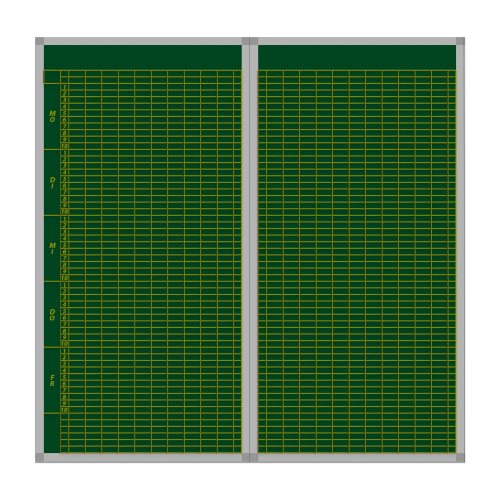 Klassenplantafel erweiterbar, Stahlemaillie grün Stundenplantafel Set endlos um jeweils 12 Klassenspalten erweiterbar