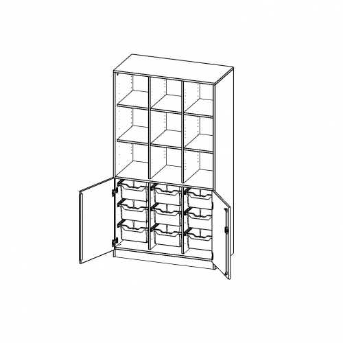 ErgoTray Kombi-Schrank, dreireihig, 5 Ordnerhöhen - evo180 Serie