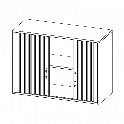 Aufsatzschrank mit Rollo, 2 Ordnerhöhen - Serie evo180