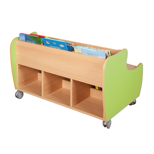 Bücherwagen mit 6+3 Fächern und Sitzfläche