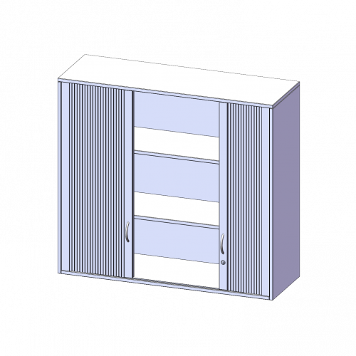 Aufsatzschrank mit Rollo, 3 Ordnerhöhen - Serie evo180