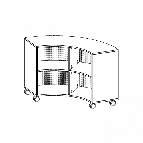 Fahrbares Viertelkreisregal, 2 Ordnerhöhen - Serie evo180