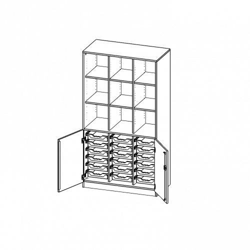 ErgoTray Kombi-Schrank, dreireihig, 5 Ordnerhöhen - evo180 Serie