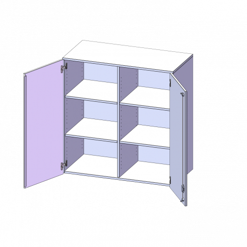Aufsatzschrank für ErgoTray Serie, 3 Ordnerhöhe - Serie evo180 Gesamthöhe 108 cm, Breite 138,7 cm, zwei Türen, mit Mittelwand