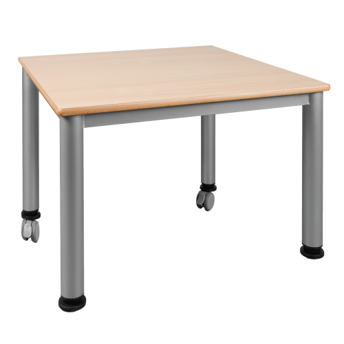 Fahrbarer quadratischer Tisch, Platte mit Schichtstoff