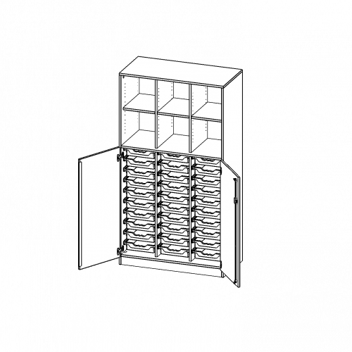 ErgoTray Kombi-Schrank, dreireihig, 5 Ordnerhöhen - evo180 Serie