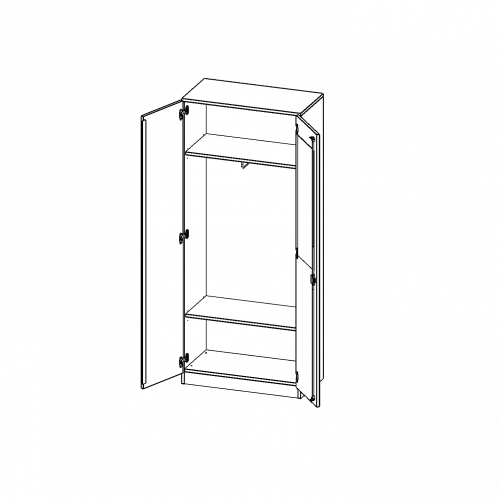 Garderobenschrank mit Spiegel und Garderobenstange, 5 Ordnerhöhen - Serie evo180