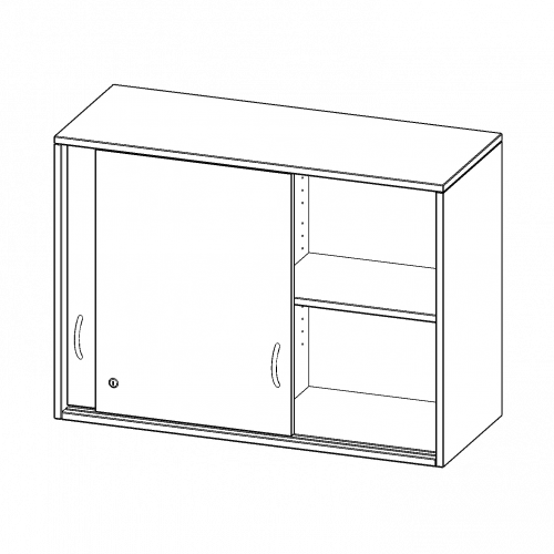 Aufsatz mit Schiebetüren, 2 Ordnerhöhen - Serie evo180