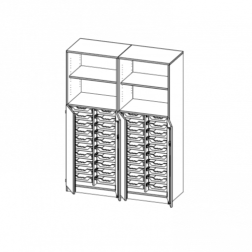 ErgoTray Kombi-Schrank, vierreihig, zweiteilig, 5 Ordnerhöhen - evo180 Serie