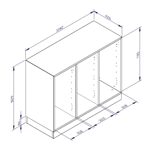 qickly® Schrank, 2 Ordnerhöhen, 1 Tür