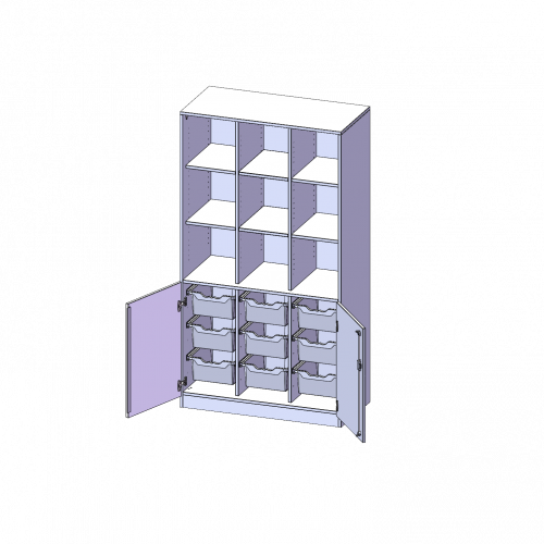 ErgoTray Kombi-Schrank, dreireihig, 5 Ordnerhöhen - evo180 Serie