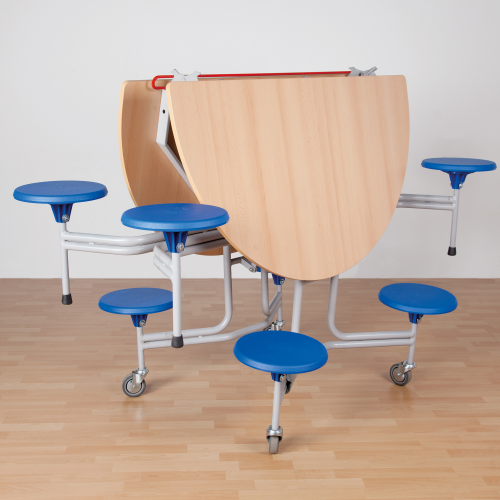 Spaceflex 2.0 Klapptisch mit integrierten Stühlen, melaminbeschichtete Spanplatte, rund B/H/T: 153x74x136 cm, 8 Sitze