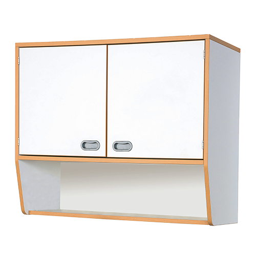 Hängeschrank über Garderobenablage 2türiger Schrank aus feuerhemmendem Material, darunter offenes Fach, H/T: 80x40 cm