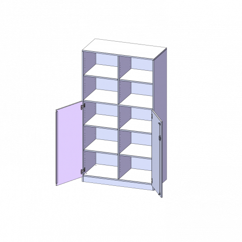 ErgoTray Kombi-Schrank, dreireihig, 5 Ordnerhöhen - evo180 Serie B/H/T: 104,5x190x50 cm, 3 OH unten mit Türen, oben 2 OH Regal, mit Sockel (81 mm), mit Mittelwand